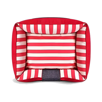 Nautical Stripe Canvas Pet Bed Chic Cozy for Dogs & Cats