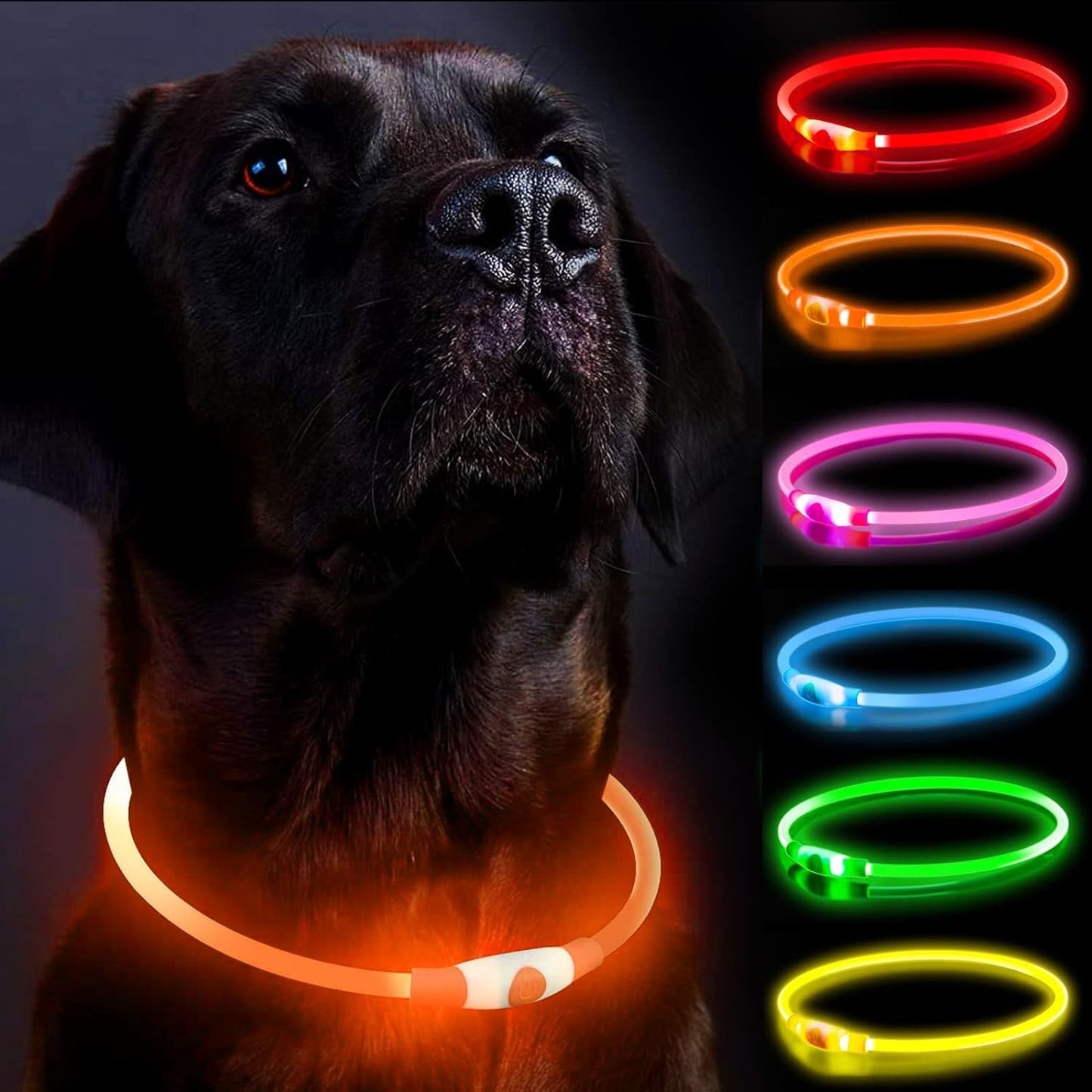 LED Dog Collar, Light Up Dog Collars, Rechargeable Dog Lights for Night Walking