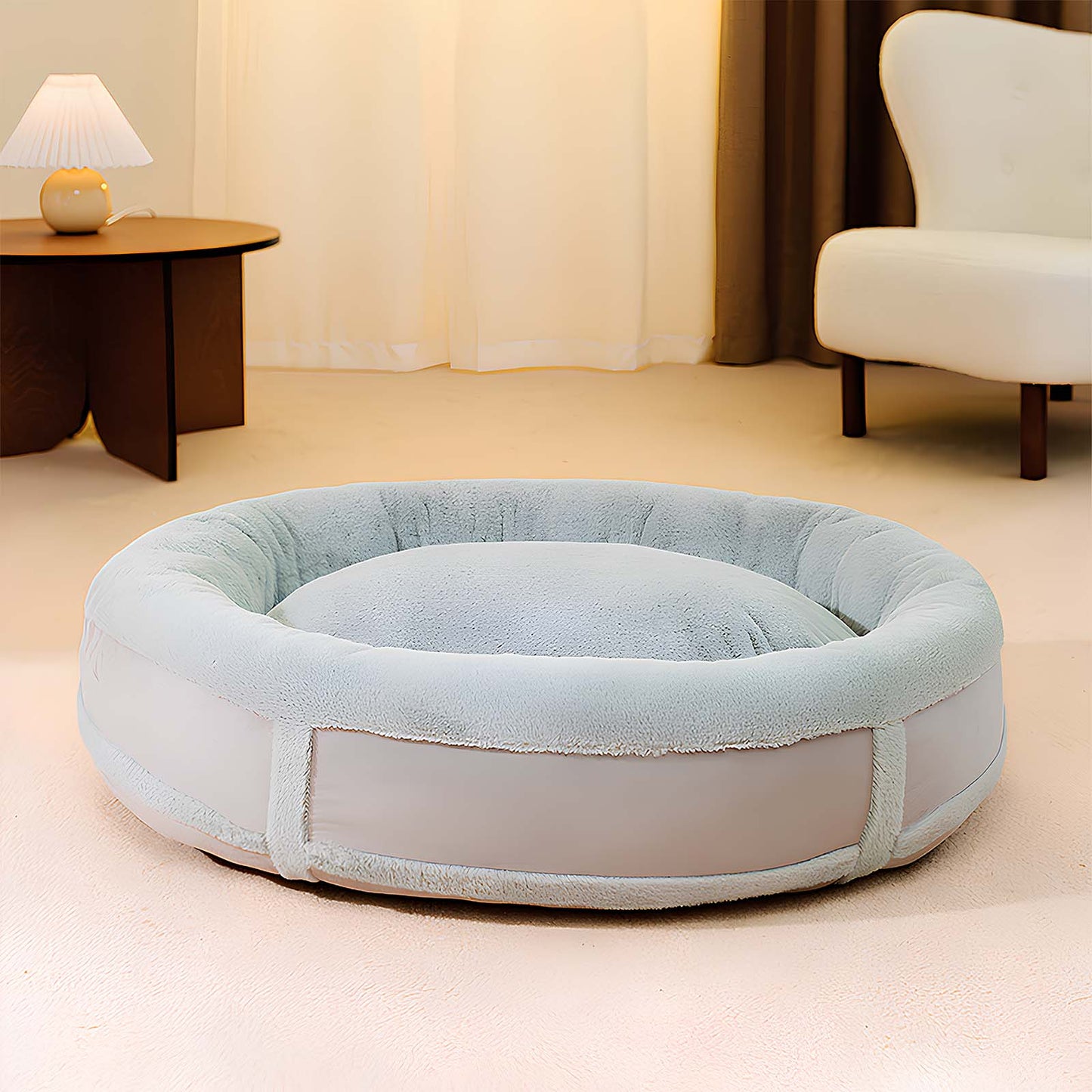 Oval Plush All-Season Dog Bed Lightweight & Comfortable