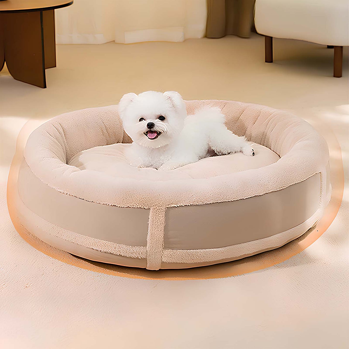 Oval Plush All-Season Dog Bed Lightweight & Comfortable