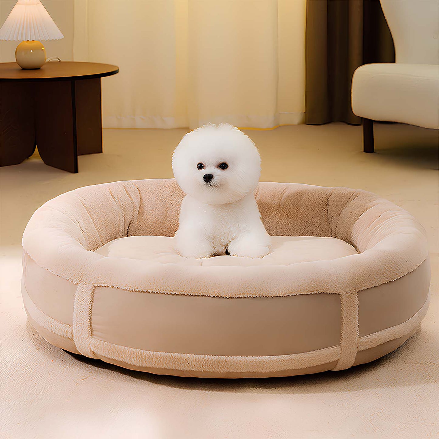 Oval Plush All-Season Dog Bed Lightweight & Comfortable