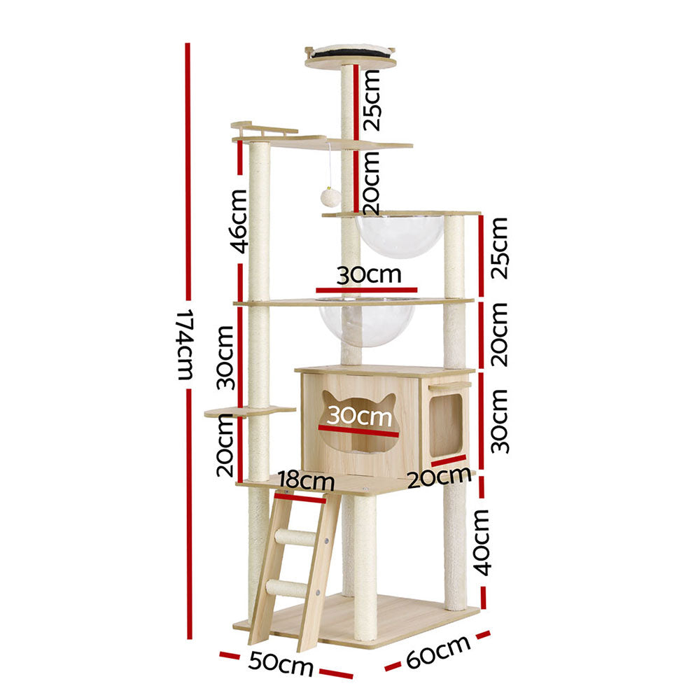 Premium Multi-Level Cat Tree with Sisal Posts and Cozy Hideaway