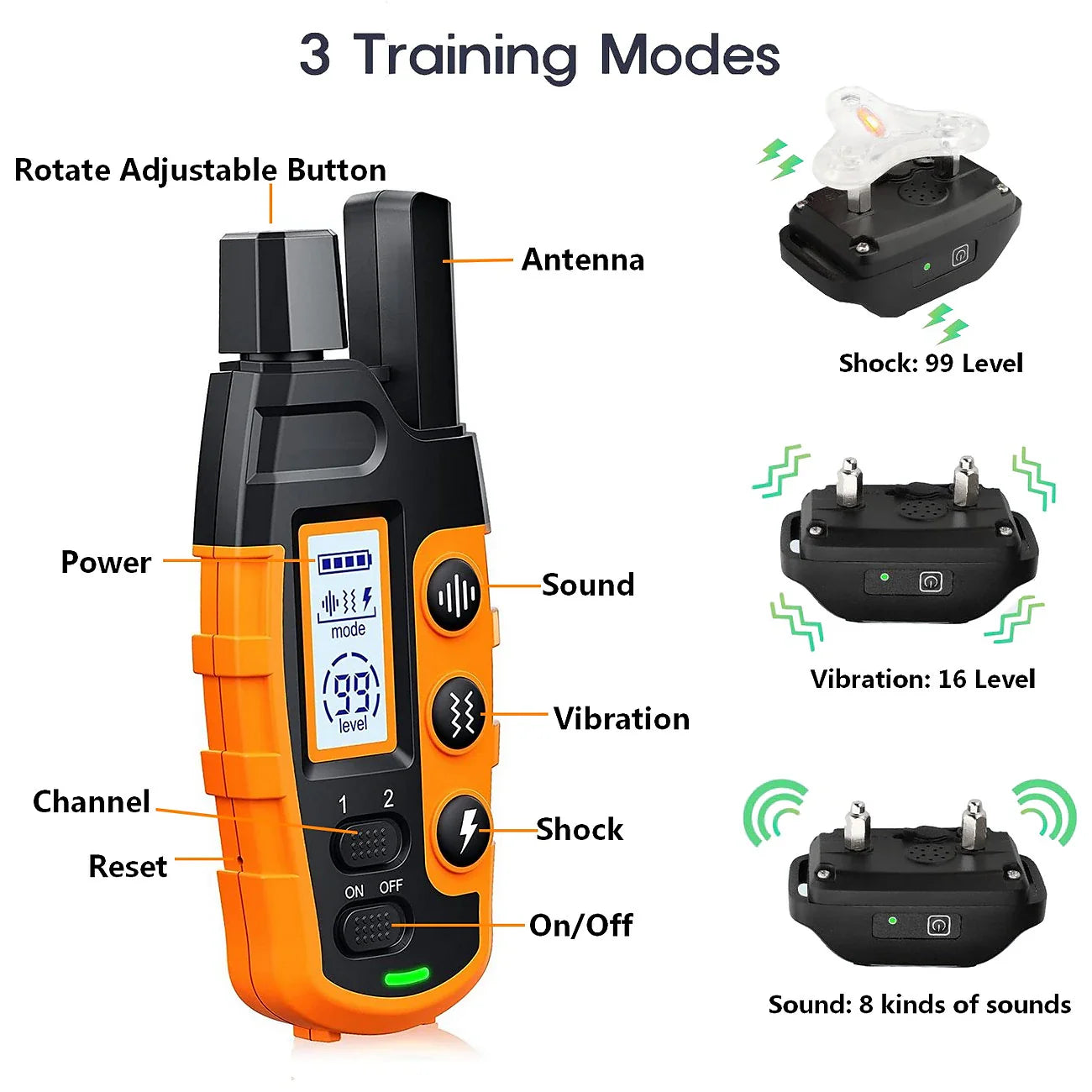 Premium 1000m Dog Training Collar with Remote - Waterproof, Rechargeable E-Collar for All Dog Sizes