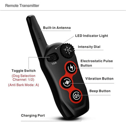 Dog Training Anti-Bark Collar Shock Collar with Remote