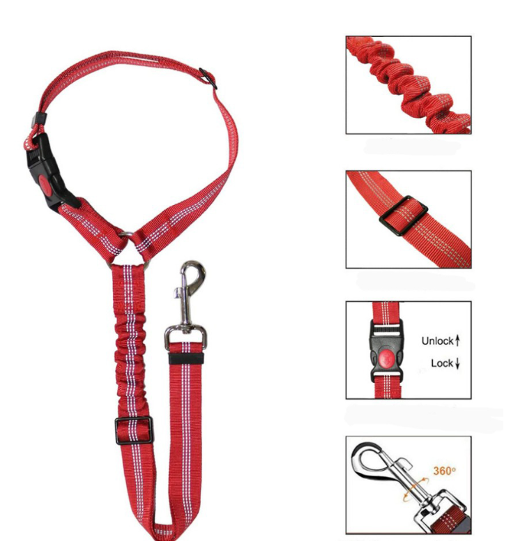 Adjustable Dog Car Seat Belt, Head Restraint