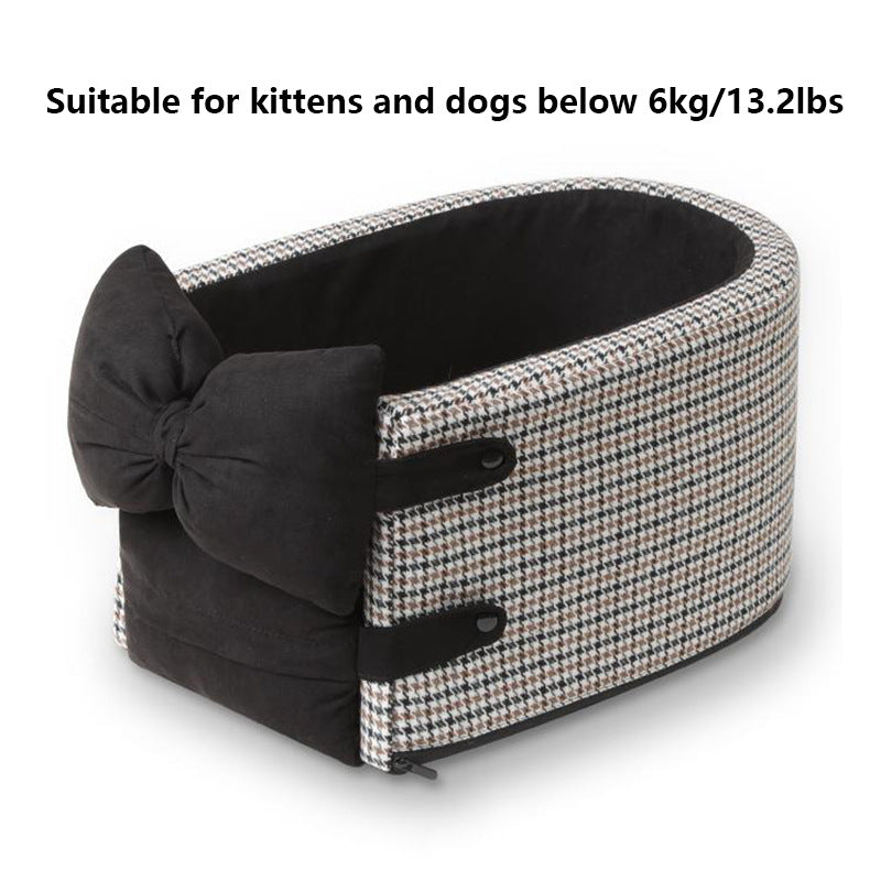 Chic Houndstooth Pet Car Seat - Perfect for Small Dogs and Kittens