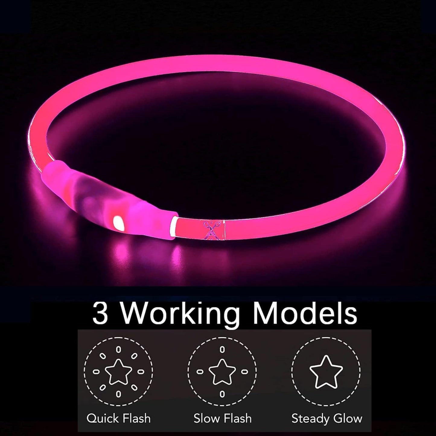 LED Dog Collar, Light Up Dog Collars, Rechargeable Dog Lights for Night Walking