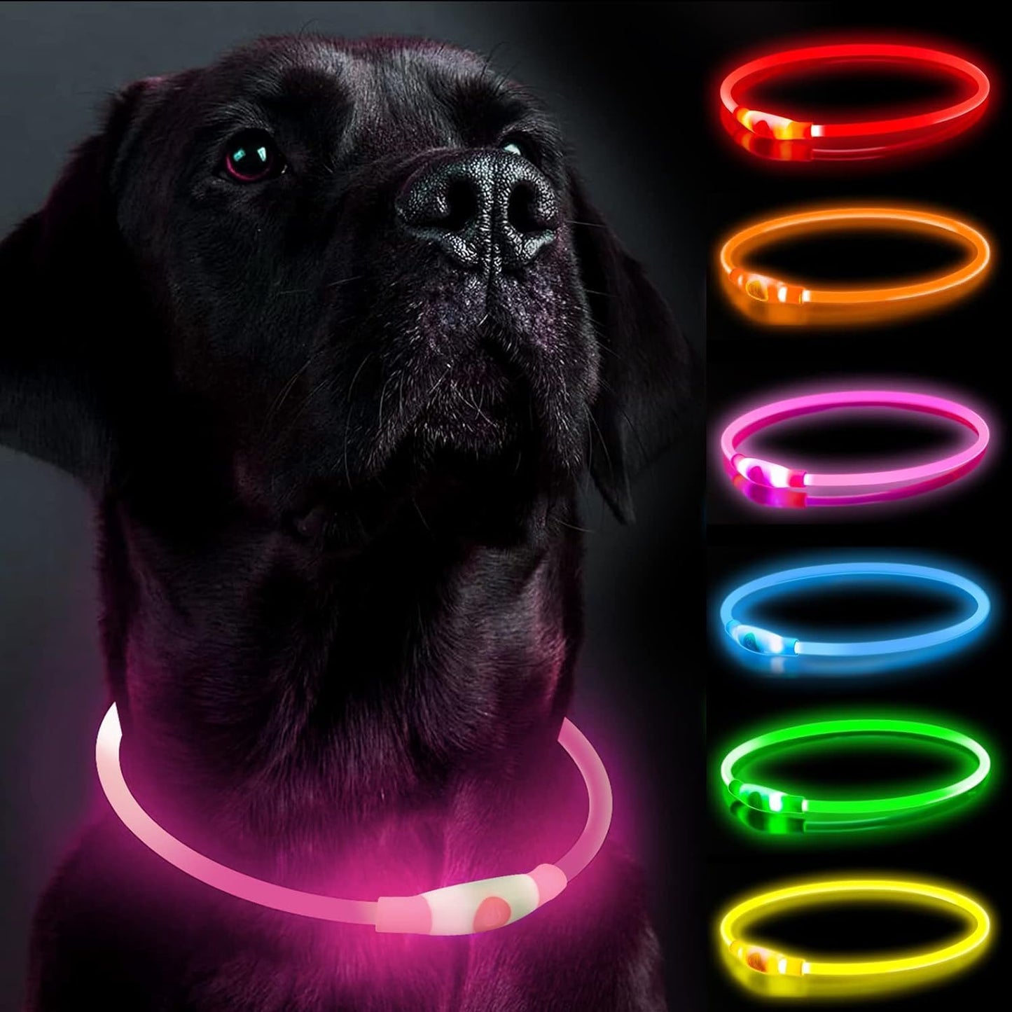 LED Dog Collar, Light Up Dog Collars, Rechargeable Dog Lights for Night Walking