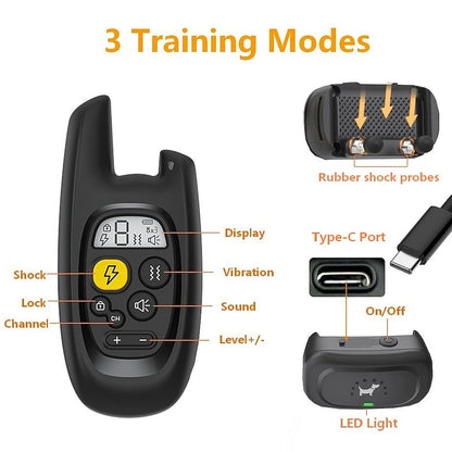 Pawfey 500m Waterproof Rechargeable Dog Training Collar