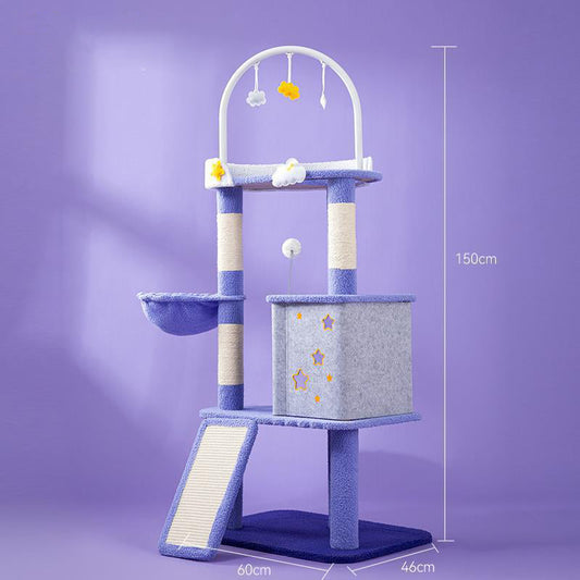 Starry Sky Cat Tree with Cozy Hideaway