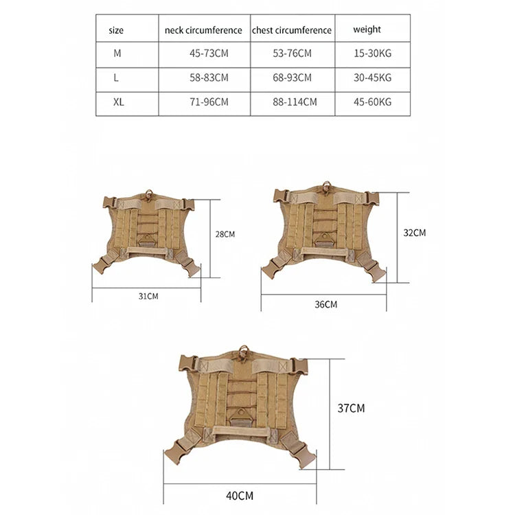 Pawfey Tactical Dog Harness with MOLLE System