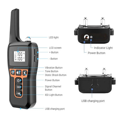 Rechargeable 1000m Waterproof Dog Training Collar