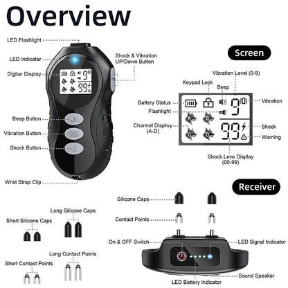 Adjustable Dog Training Shock Collar with Remote Control