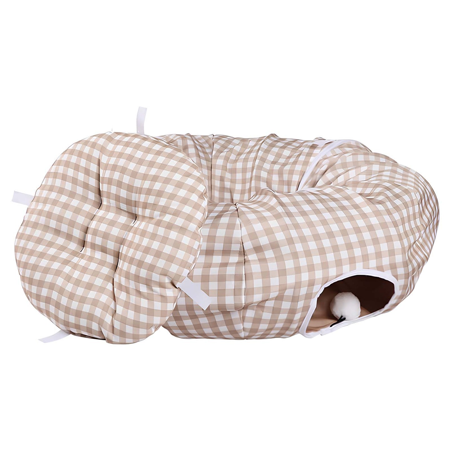 Plaid Foldable Play Channel Cat Tunnel Bed