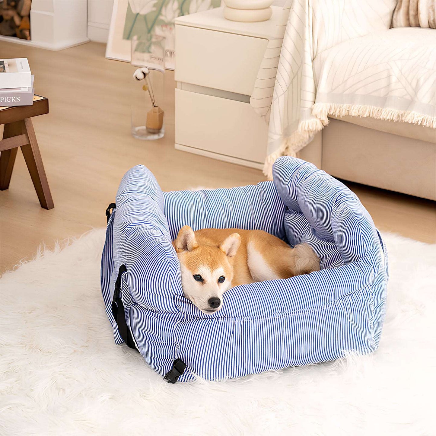 Portable Bolster Dog Car Bed Leisure Outing Comfort