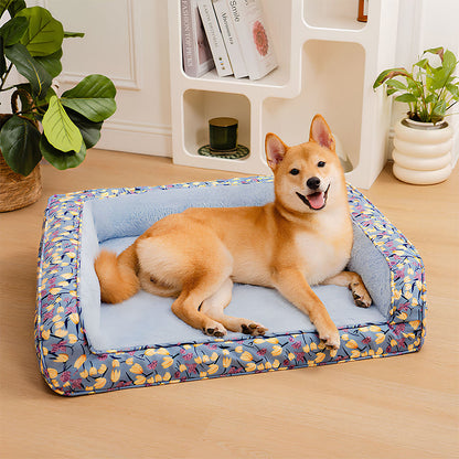 Romantic Garden Velvet Full Support Orthopedic Dog Sofa Bed