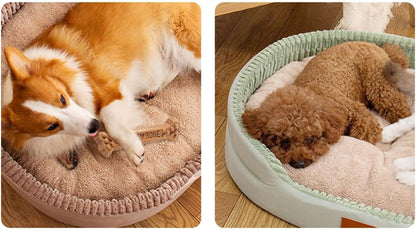 Luxurious Striped Calming Dog and Cat Bed