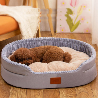 Luxurious Striped Calming Dog and Cat Bed