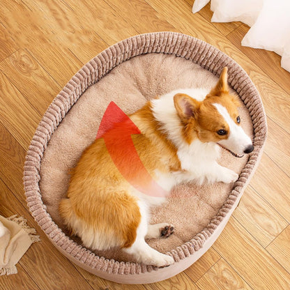 Luxurious Striped Calming Dog and Cat Bed