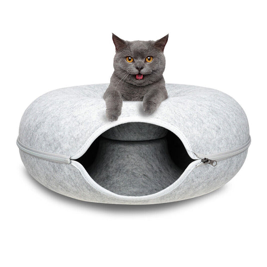 Cat Tunnel Bed – Interactive Scratch-Resistant Donut Cave for Cats and Small Pets