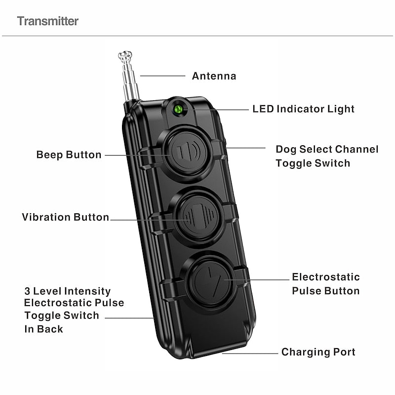 Remote Control Dog Training Collar with Beep, Vibration, and Shock Modes