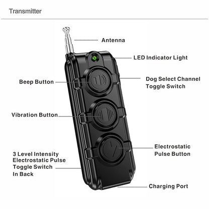 Remote Control Dog Training Collar with Beep, Vibration, and Shock Modes